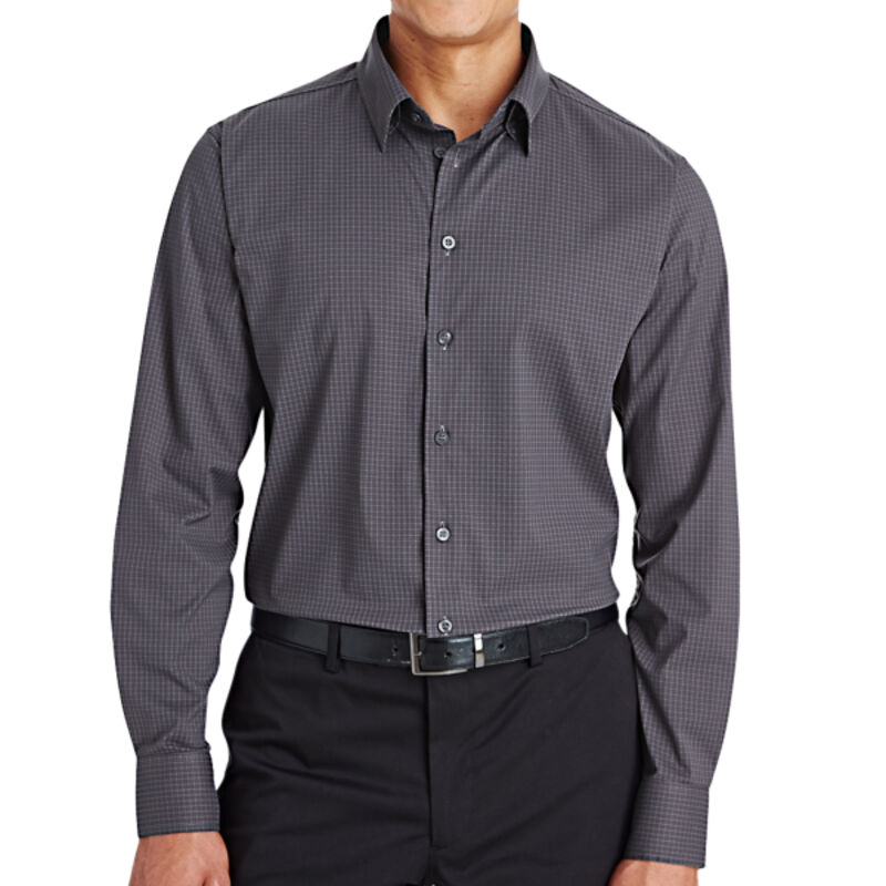 Men's CrownLux Performance® Tonal Mini Check Woven Dress Shirt Thumbnail