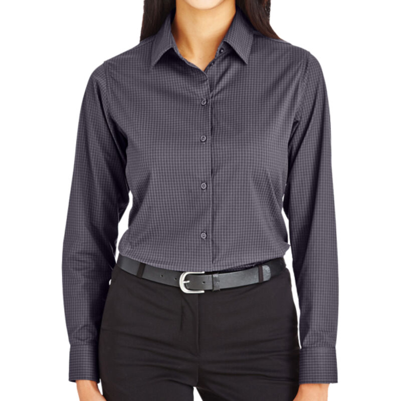 Women's CrownLux Performance® Tonal Mini Check Woven Dress Shirt Thumbnail